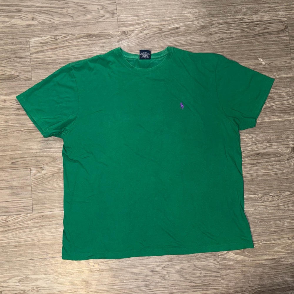 Vintage Polo Ralph Lauren Mens Green Shirt Crew Neck Tee Sz XL Pony Logo